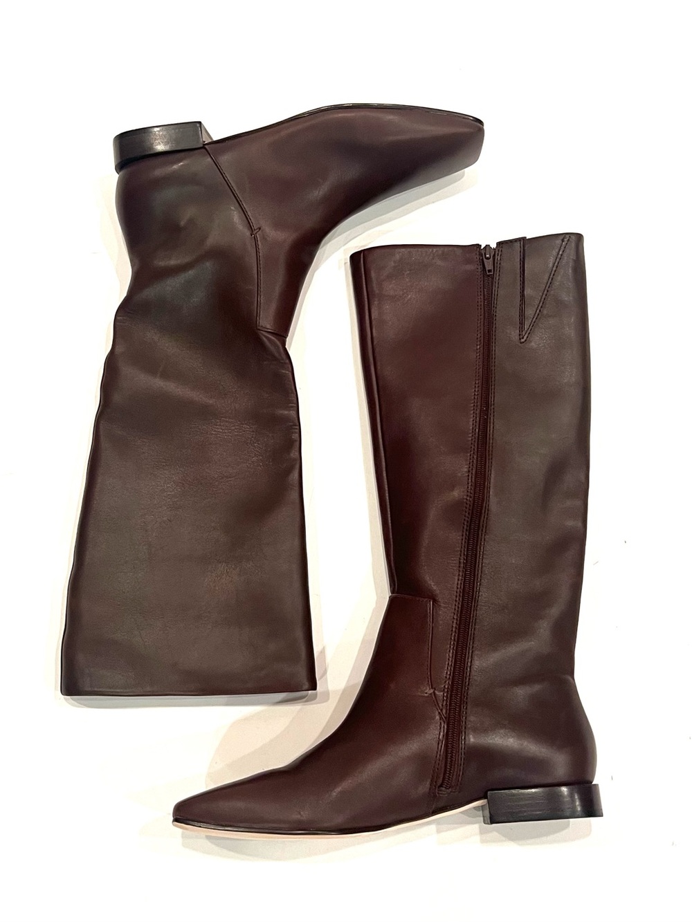 Bernardo Barnes Brown Leather Knee High Square Toe Flat Riding Boots Womens 11